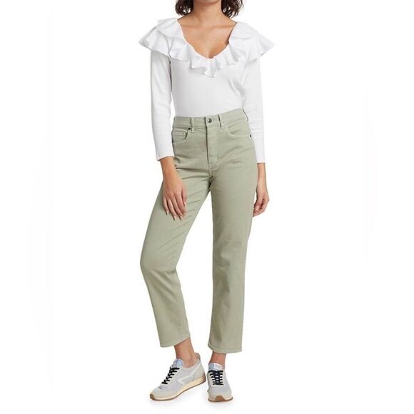 Veronica Beard Jeans Blake High Rise Cropped Straight Pants in Clover 26 NWOT - Picture 1 of 13